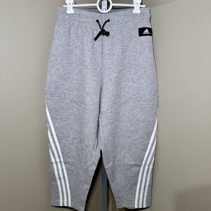 Adidas Women's ZNE Grey Athletic 3 Stripe Cropped‎ Jogger Sweatpants XS